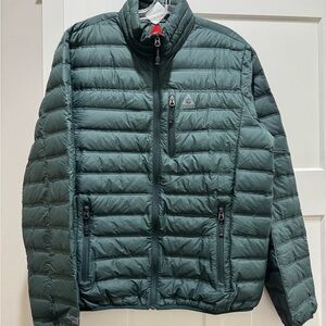 Gerry Down Jacket Mens Medium Green 650 Fill Insulated Full Zip Quilted Puffer